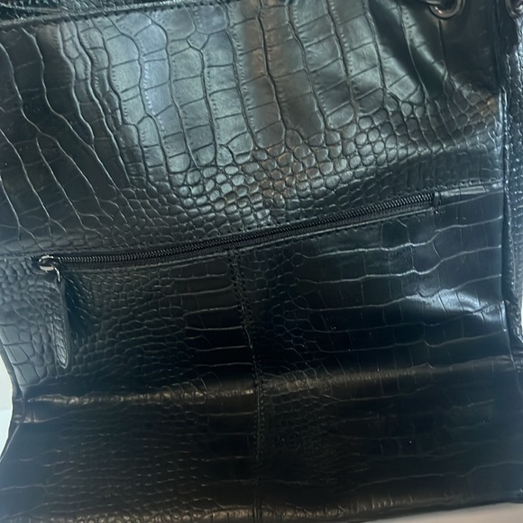 NEW Unbranded Genuine Leather Crocodile Print  Large Black Purse - Picture 6 of 7